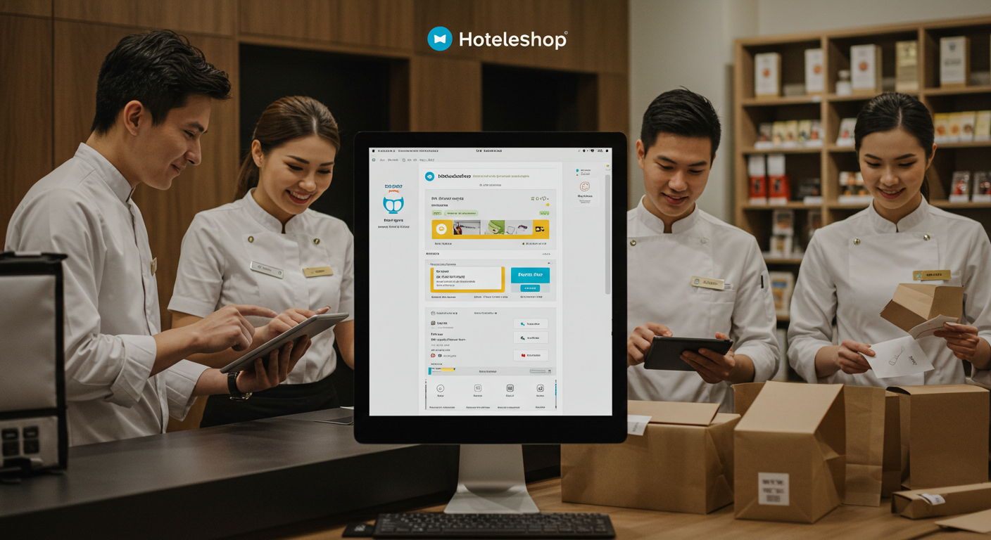 Hotel staff efficiently managing orders via Hoteleshop